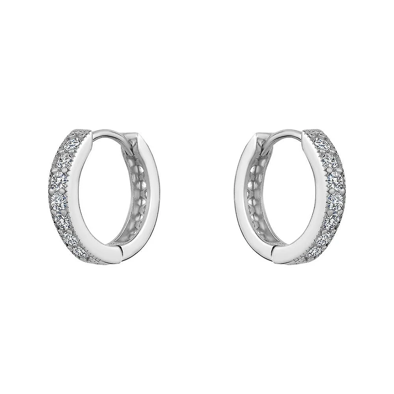 Luxury Designs Sterling Silver Cubic Zirconia Milgrain Hoop