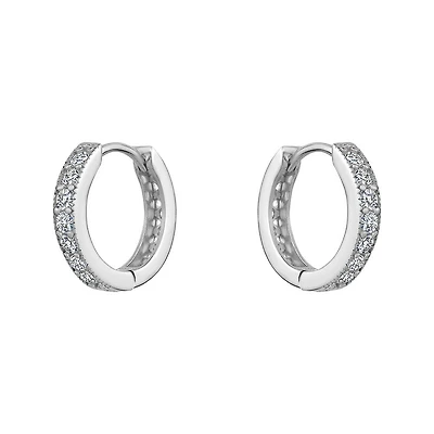 Luxury Designs Sterling Silver Cubic Zirconia Milgrain Hoop