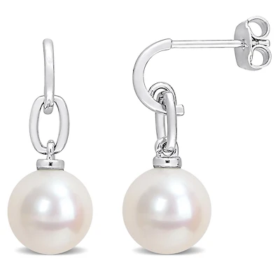 Boucles d'oreilles lien Miabella en argent sterling avec perle culture d'eau douce