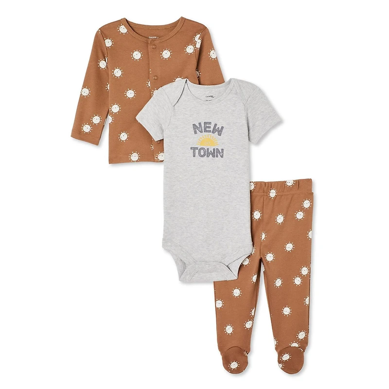 Ensemble de layette 3 pièces George collection non genrée pour nourrissons Tailles 0-9 mois