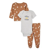 Ensemble de layette 3 pièces George collection non genrée pour nourrissons Tailles 0-9 mois