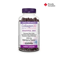Webber Naturals Collagen30 Bioactive Collagen Peptidesᔿᒼ 2500 mg Saveur de Sureau Gélifiés Donnent à la peau une apparence lisse et saine, 110 Gelifies