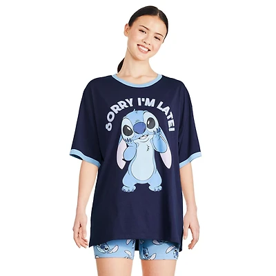 Pyjama 2 pièces Stitch Disney pour femmes Tailles TP–TG
