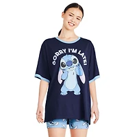 Pyjama 2 pièces Stitch Disney pour femmes Tailles TP–TG