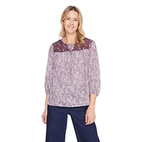 Iyla Women's Lace Trim Peasant Blouse