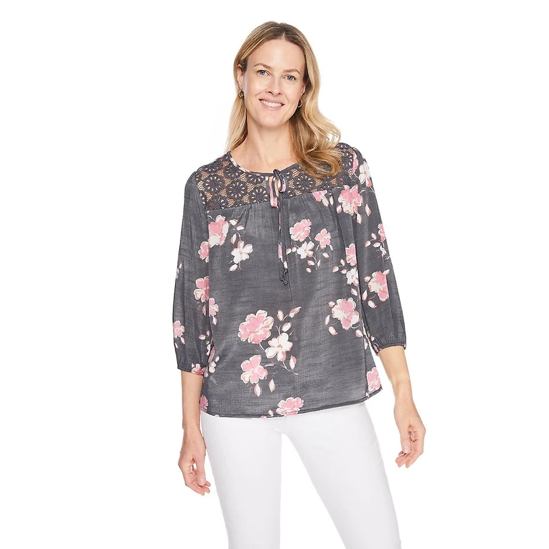 Chemisier paysan avec garniture en dentelle Iyla pour femmes