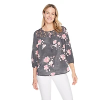 Chemisier paysan avec garniture en dentelle Iyla pour femmes