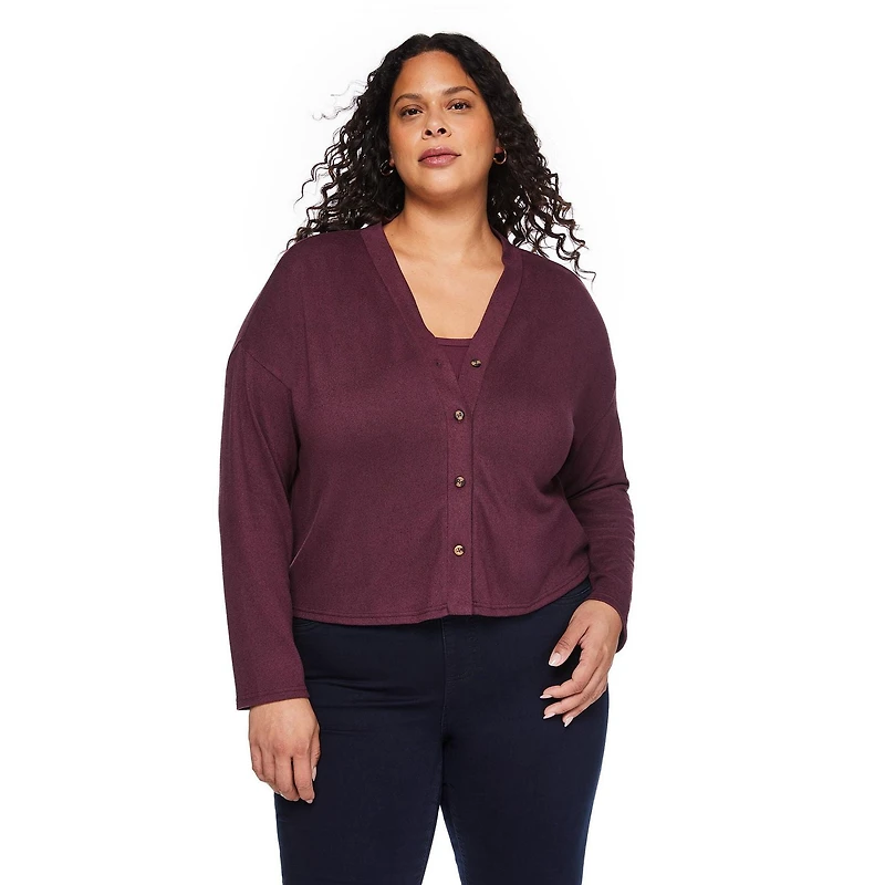 George Women's Plus Hacci Cardigan
