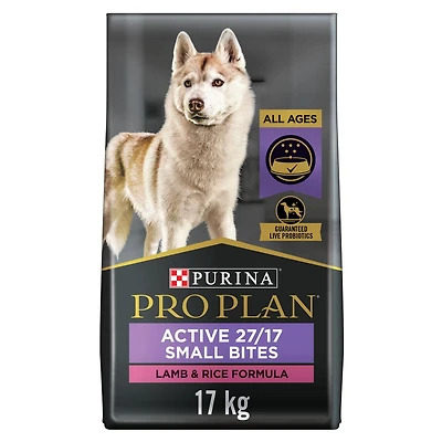 Purina Pro Plan Sport Petites Bouchées 27/17 Formule Poulet et Riz, Nourriture Sèche pour Chiens 17 kg