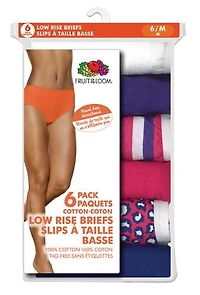 Fruit of the Loom Ladies Cotton Low Rise Briefs, 6-Pack