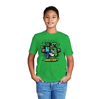 Boys Minecraft Creeper Trio Short Sleeve T-Shirt, Sizes: XS-XL