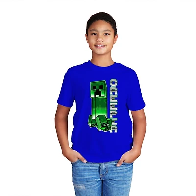 T-shirt à manches courtes Minecraft Creeper Chrome pour garçon