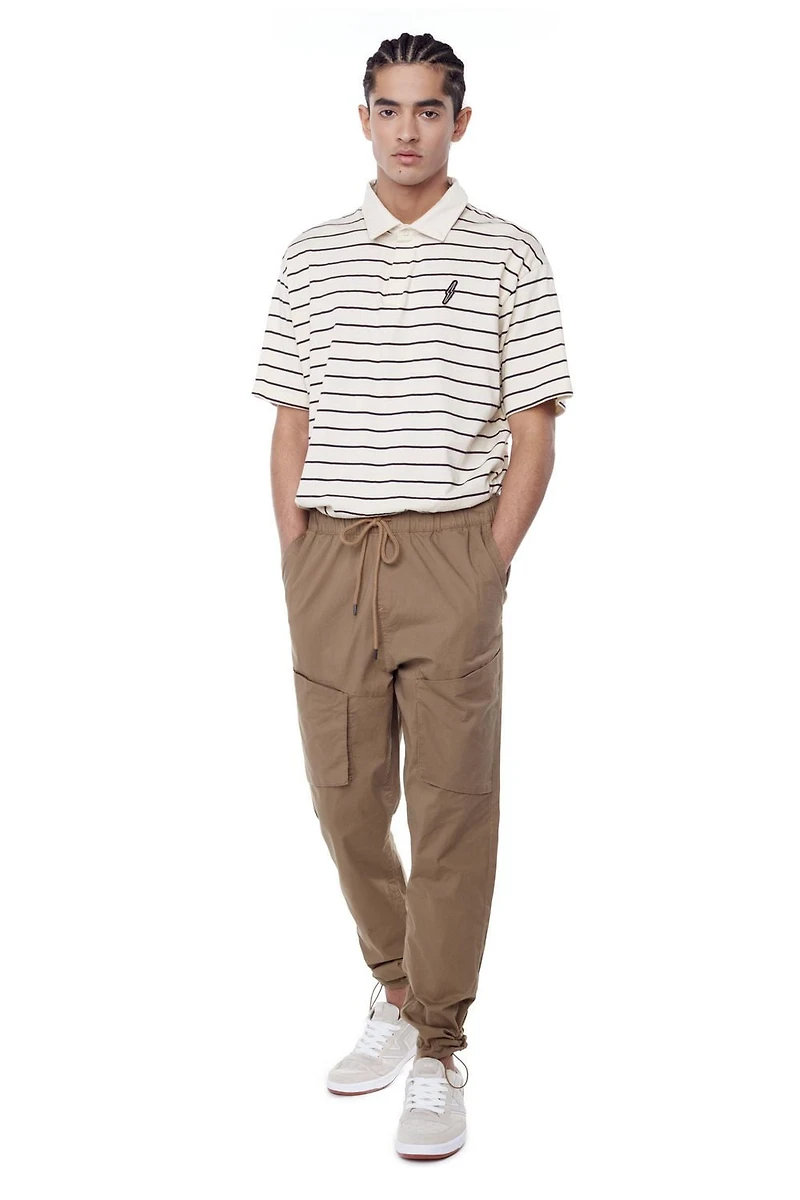 Jeaniologie ™ Men's Pull-on Jogger Pants With Front Leg Pockets With Hidden Velcro-Beige