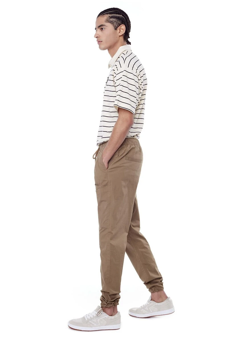 Jeaniologie ™ Pantalon de jogging pour hommes avec poches sur le devant avec velcro caché-Beige 28-38