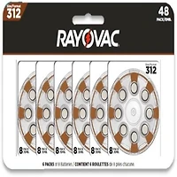Piles pour prothèses auditives Rayovac, taille 312, paquet de 48