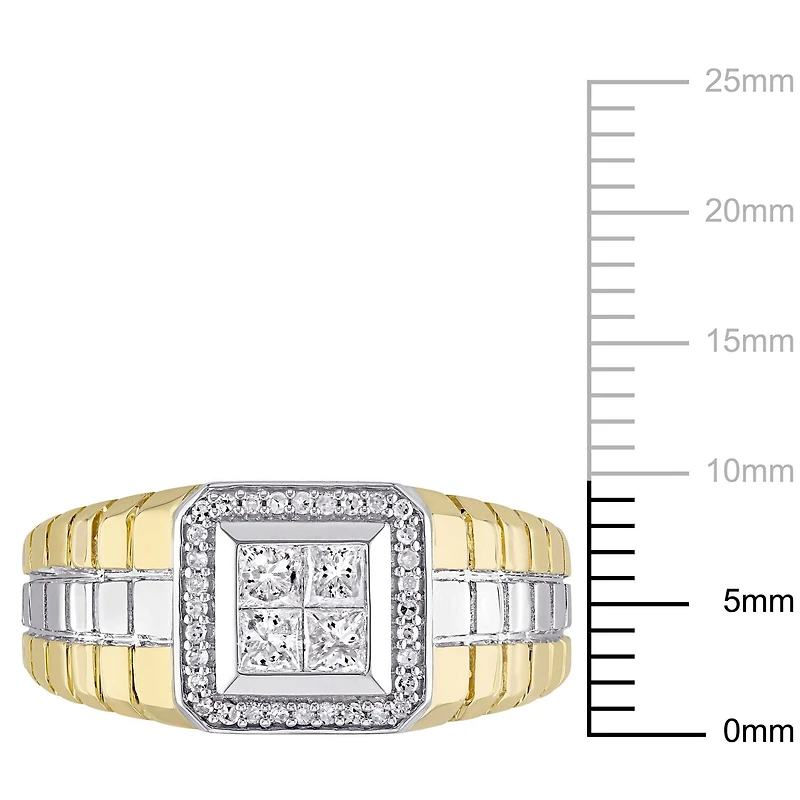 Bague Miabella pour hommes avec diamants coupe rondes et princesse 0,5 ct poids total en or double ton 10 k