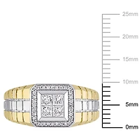 Bague Miabella pour hommes avec diamants coupe rondes et princesse 0,5 ct poids total en or double ton 10 k