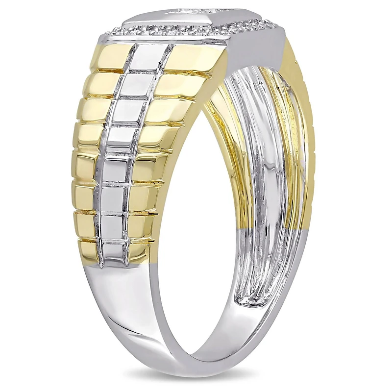 Miabella Men's 0.50 Carat T.W Princess and Round Cut Diamond 10 K Two Tone Gold Ring