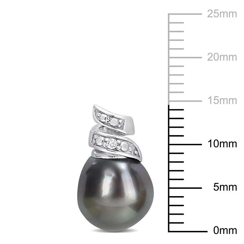 Boucles d'oreilles Miabella en argent sterling avec perles culture Tahiti et accents de diamants