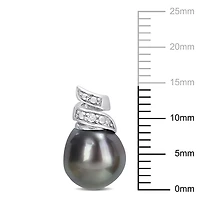 Boucles d'oreilles Miabella en argent sterling avec perles culture Tahiti et accents de diamants