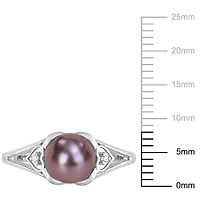Bague cœur Miabella en argent sterling  avec perles de culture d'eau douce noires et accents de diamants