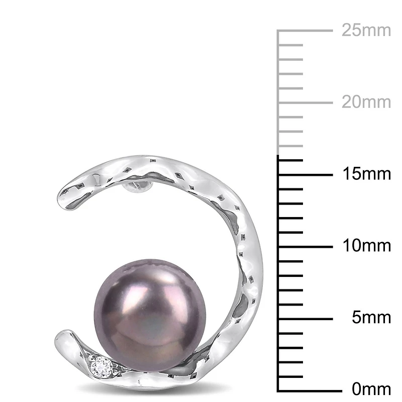 Boucles d'oreilles Miabella en argent sterling de perle culture d'eau douce noire et topaze blanche