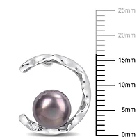 Boucles d'oreilles Miabella en argent sterling de perle culture d'eau douce noire et topaze blanche