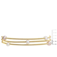 Miabella Freshwater Cultured Pearl Layered Coil Bangle in Brass
