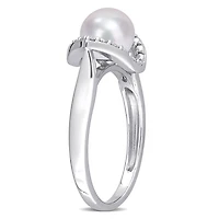 Bague de cocktail halo Miabella en argent sterling avec perles culture d'eau douce et saphir blanc synthétique