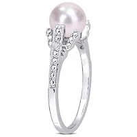 Miabella Freshwater Cultured Pearl and Diamond-Accent Sterling Silver Ring
