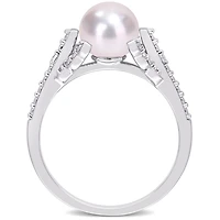Miabella Freshwater Cultured Pearl and Diamond-Accent Sterling Silver Ring