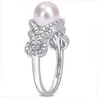 Bague entrecroisée Miabella en argent sterling avec perles culture d'eau douce  et accents de diamants