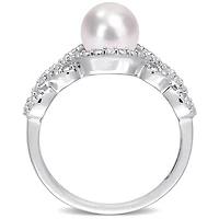 Bague entrecroisée Miabella en argent sterling avec perles culture d'eau douce  et accents de diamants