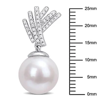 Boucles d'oreilles Miabella pendantes en argent sterling de perles culture Tahiti et accents de diamants