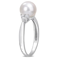 Bague Miabella en argent sterling avec perle culture d'eau douce et topaze blanche 1/4 carat p.t.