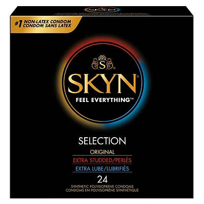 Préservatifs lubrifiés assortis SKYN Selection Non-Latex, 24 pièces