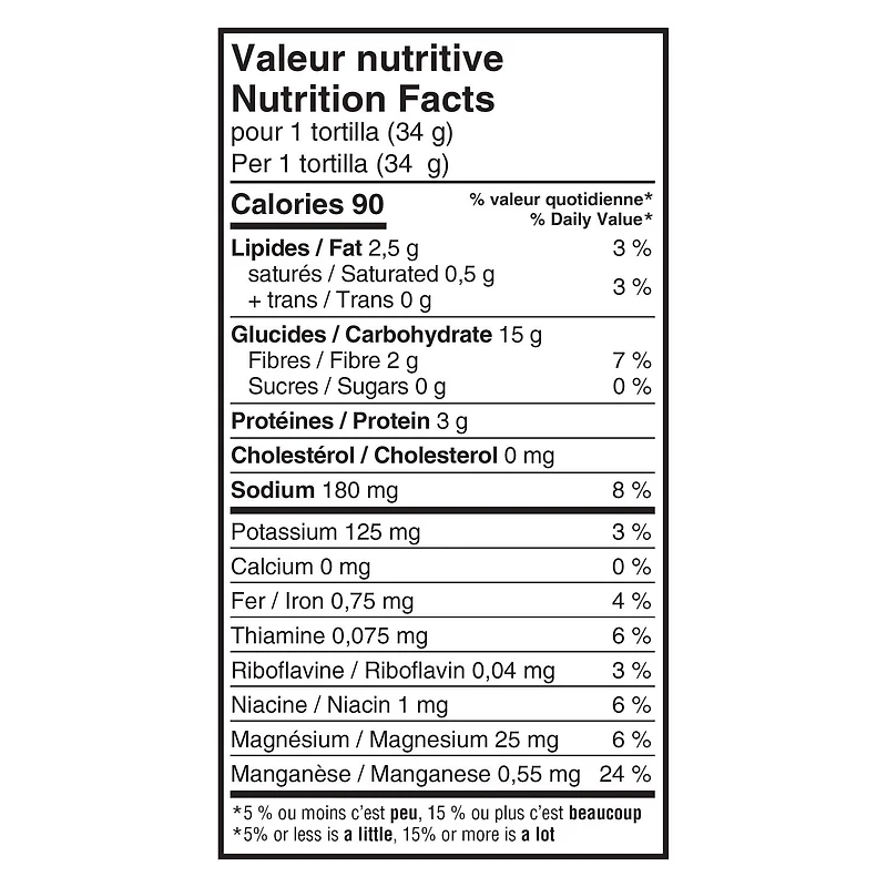 Tortillas de blé entier à 100 % POMᴹᴰ, format moyen 340g
