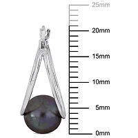 Miabella Black Freshwater Cultured Pearl 10K White Gold Open Hoop Earrings