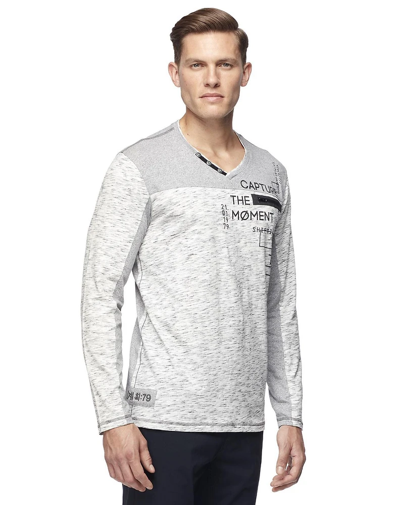 Tee-shirt graphique Dark Black à manches longues pour hommes