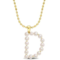 Collier initiale de Miabella avec perles culture d'eau douce en argent sterling plaqué en jaune