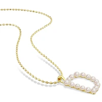 Collier initiale de Miabella avec perles culture d'eau douce en argent sterling plaqué en jaune