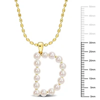 Collier initiale de Miabella avec perles culture d'eau douce en argent sterling plaqué en jaune