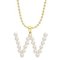 Collier initiale de Miabella avec perles culture d'eau douce en argent sterling plaqué en jaune