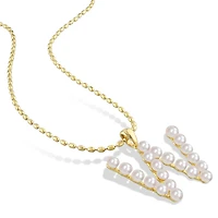Collier initiale de Miabella avec perles culture d'eau douce en argent sterling plaqué en jaune
