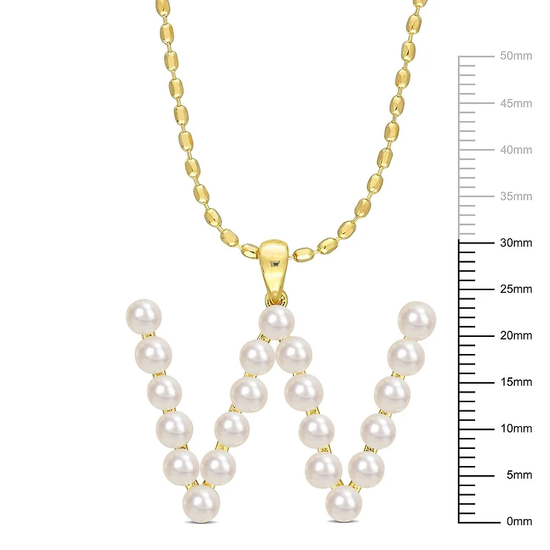Collier initiale de Miabella avec perles culture d'eau douce en argent sterling plaqué en jaune