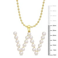 Collier initiale de Miabella avec perles culture d'eau douce en argent sterling plaqué en jaune