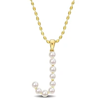 Collier initiale de Miabella avec perles culture d'eau douce en argent sterling plaqué en jaune