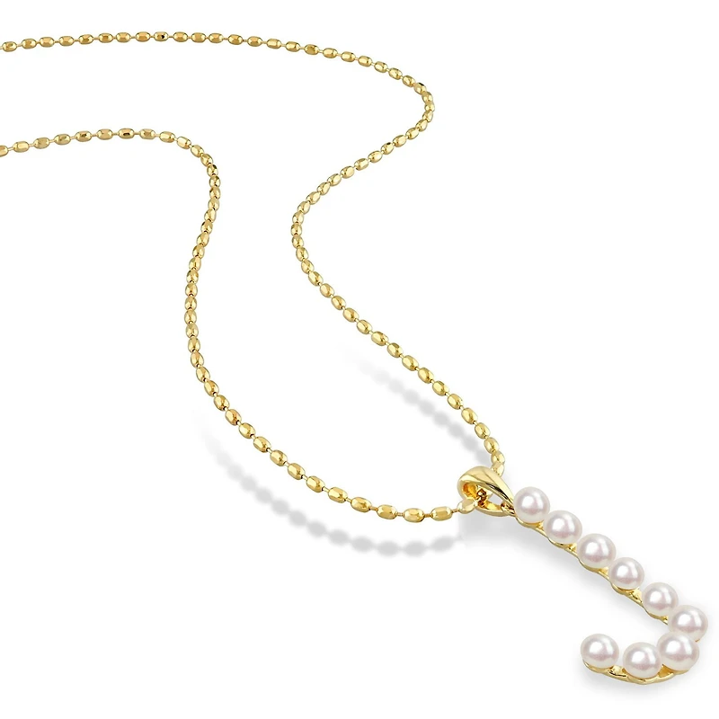 Collier initiale de Miabella avec perles culture d'eau douce en argent sterling plaqué en jaune