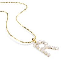 Miabella Cultured Freshwater Pearl Yellow Plated Sterling Silver Initial Necklace