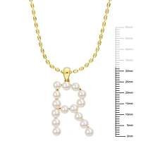 Miabella Cultured Freshwater Pearl Yellow Plated Sterling Silver Initial Necklace